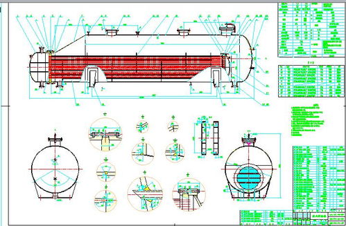 釜式再沸器装配图及部分零件图下载 499.93 KB,rar格式 机械CAD图纸